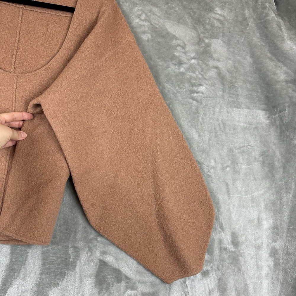 ASOS Sweater Women's 12 Brown Tan 100% Wool Scoop Neck Dolman Sleeves Oversized - Picture 9 of 10